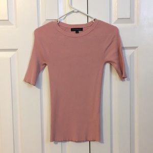 Banana Republic Pink Ribbed Short Sleeve Top